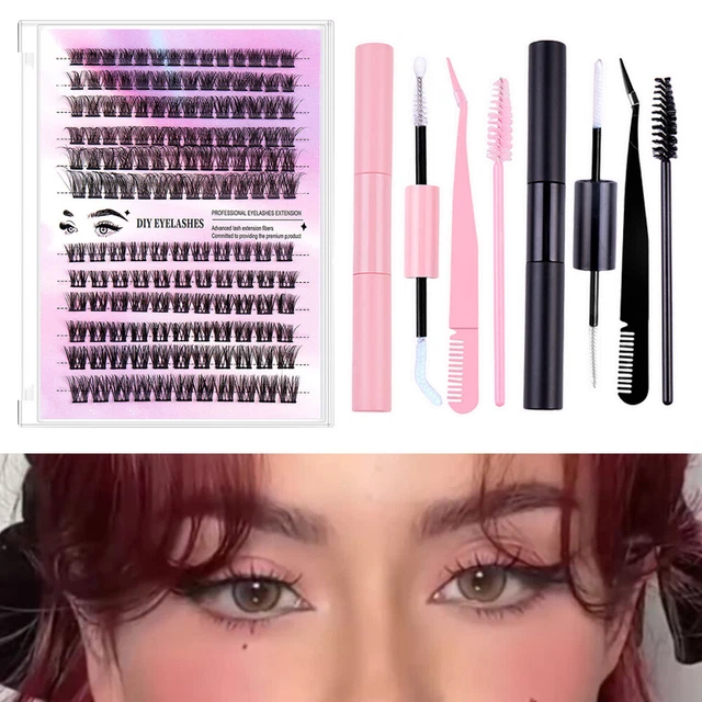 Lash Extension Kit 280pcs Individual Lashes Cluster D Curl Eyelash Extension Kit