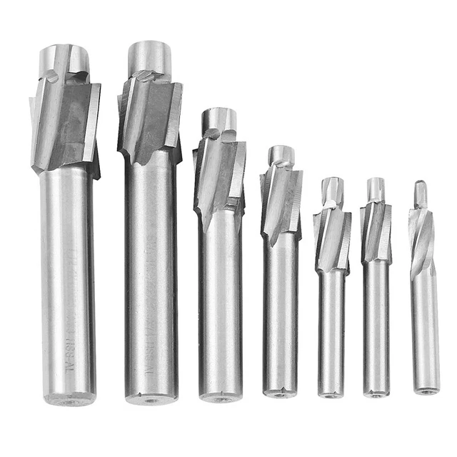 7Pcs M3-M12 Counterbore Milling Cutter High Speed Steel Pilot Slotting Tool R1O4