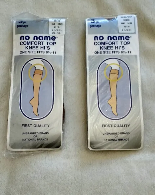 KNEE HIGH Sheer Socks 6 Pairs Knee Hi's Comfort Top Nylons NEW SEALED Beige