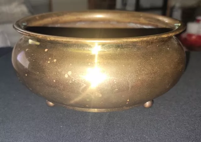 Vintage George A Ray Manufacturing Co Buffalo NY BRASS BOWL Antique Patina Age