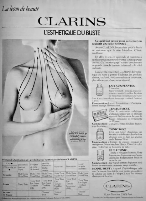 1978 Clarins Bust Aesthetics Press Advertisement - Naked Woman - Breast