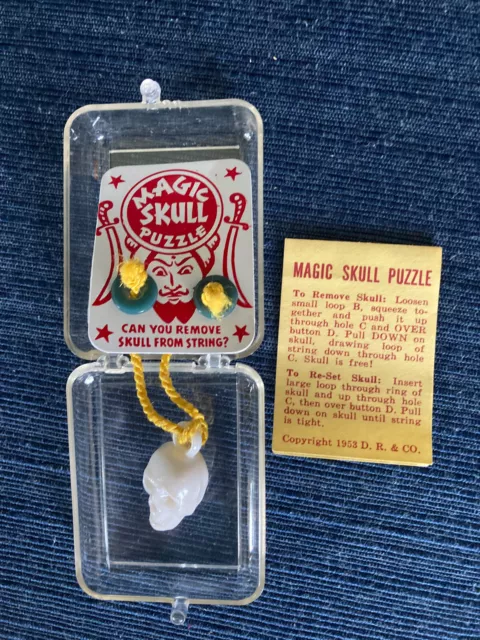 Vintage 1953 Magic Skull Puzzle Original Box With Directions