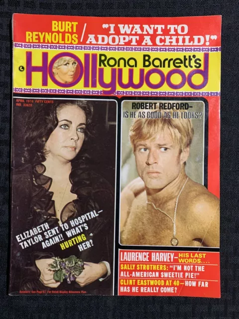 1974 April RONA BARRETT"S HOLLYWOOD Magazine VG 4.0 Liz Taylor / Burt Reynolds