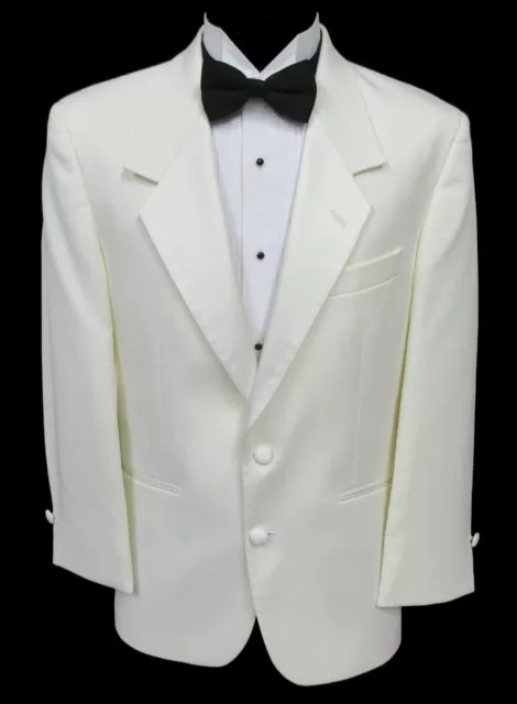 Men's Ivory Tuxedo Jacket Two Button with Satin Notch Lapels Free Shipping