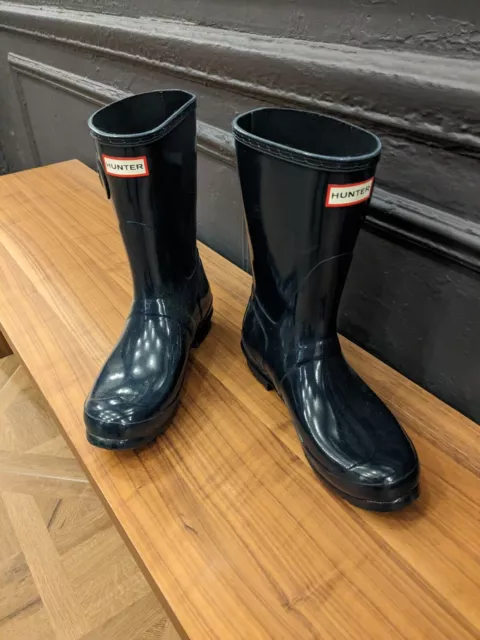 Hunter Original Short Gloss Women's Waterproof Rain Boots Size US 9 Navy