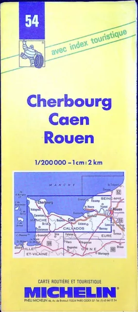 Antique Card Road Michelin collector-200 000é -cherbourg, Caen, Rouen