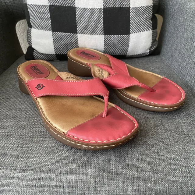 Born Womens Slipper Sandal Size 9 Red W8593 Leather Thong SB16