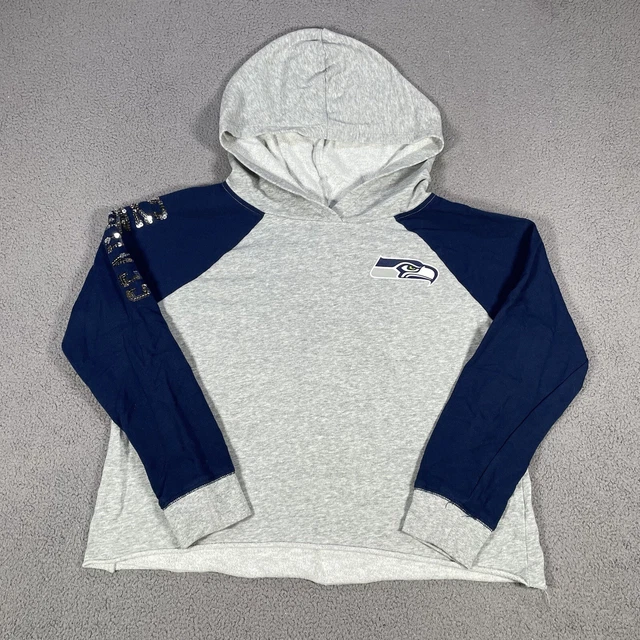 Felpa con cappuccio NFL Team Apparel Seattle Seahawks tagliata donna grigia blu taglia 18