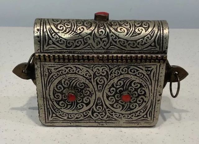 Old Tibet Early 20th Century Tibetan Buddhist Carrying Case Box 5 1/2” X 4 1/8