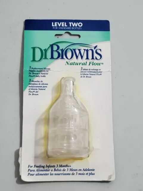 Dr. Browns Unisex Baby Natural Flow Level 2 Two Wide Neck Nipple 3 Pack