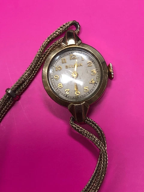 Bulova Watch 10 K Rolled Gold Plated Bezel Original Swiss Movement Working 1930s