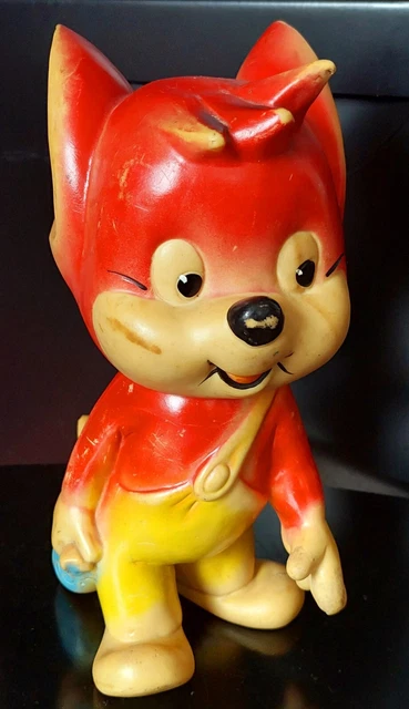 Jouet Pouet Pouet Chien en Plastique Vintage - Made in Italy - Années 60 - Collection - Déco Chambre Enfant