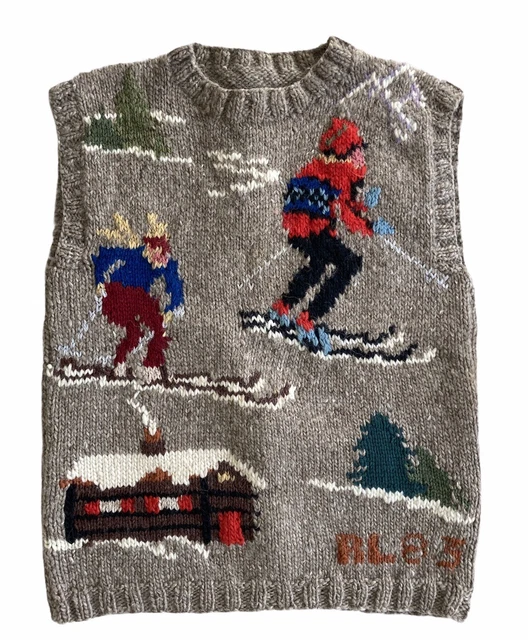 VINTAGE RALPH LAUREN RL83 Hand Knit Wool Sweater Vest 80s
