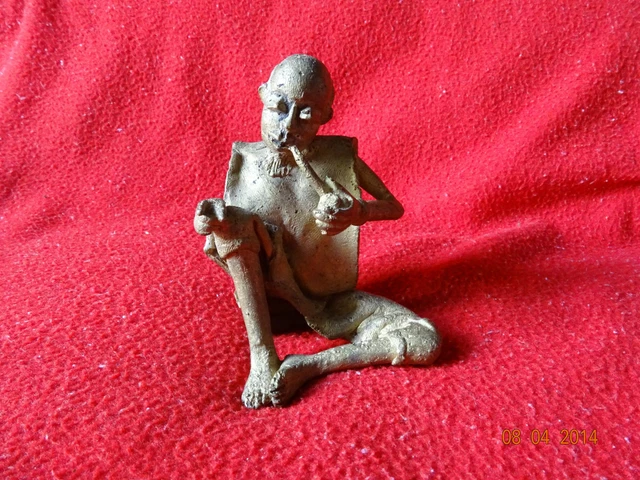 World Rare Vintage African Tribal People Liberian Hand Carved Brass Fine Art #01