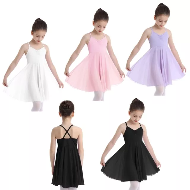 Enfant Fille Justaucorps de Danse Ballet Robe de Danse Classique en Mousseline