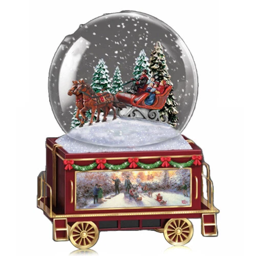 THOMAS KINKADE Wonderland Express Miniature Snow Globe Sleigh Ride