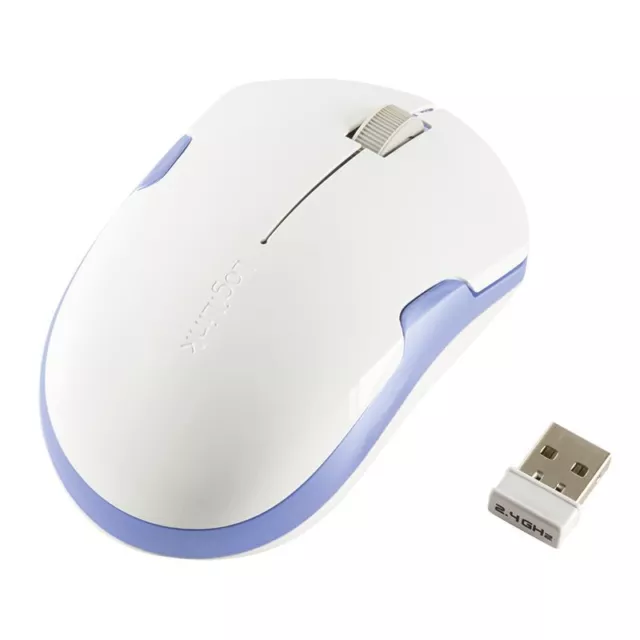 Maus kabellos optische Mouse 2,4GHz 1200dpi Nano USB Empfänger Weiß Blau Funk