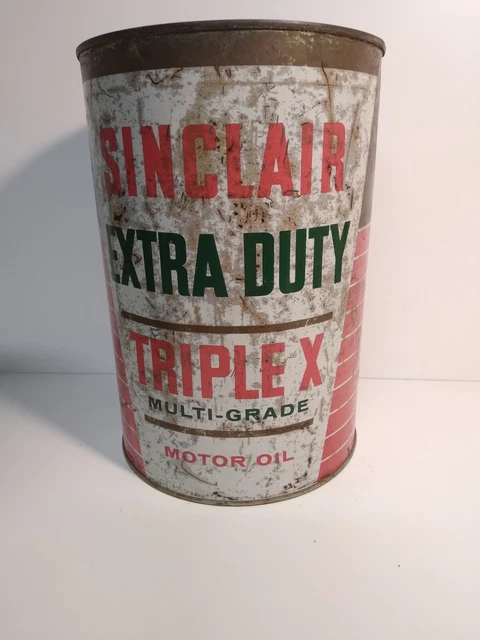 VINTAGE TIN SINCLAIR Extra DUTY MOTOR Triple X OIL GALLON ADVERTISING ...