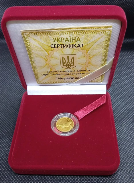Ukraine gold coin Turtle 2 UAH, 2009 year, 1/25 Oz, (Au 999,9)