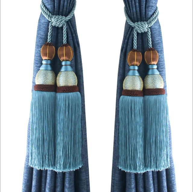 1 Pair/2PCS  Double ball Luxury Tassel Curtain Rope Tieback HoldBacks Tie Backs