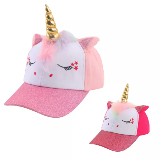 Girls Cute Unicorn Horn Baseball Cap Toddler Adjustable Strapback Cosplay Hat