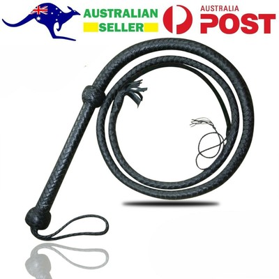 Premium Vera Pelle Nera Frusta STOCK 5 piedi 12 Trecce Adulto Cowboy Frusta 