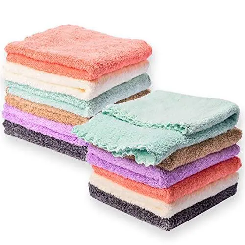Baby Washcloths 12 Pack 12x12 Inches Microfiber Coral Fleece Extra Absorbent