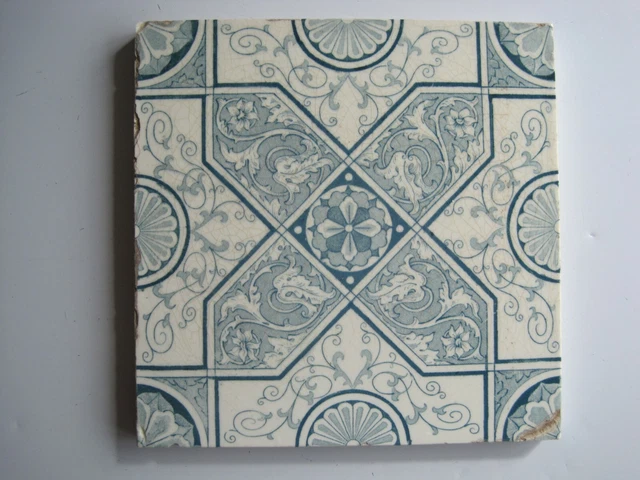 Antique Victorian 6" Aesthetic Blue Transfer Print Tile - T & R Boote C1895
