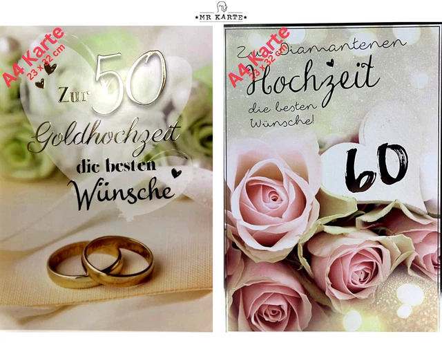 Glückwunschkarte Zum 50. Hochzeitstag – Goldfolie, 15 X 18 Cm, Mit Umschlag