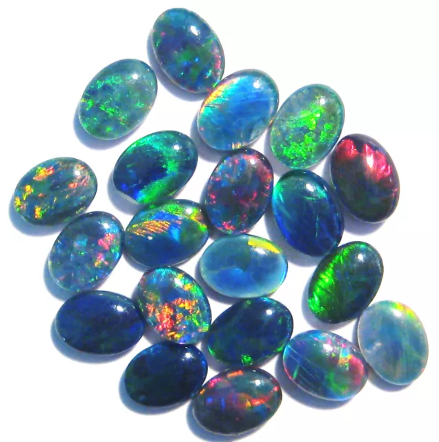 20 Pretty Natural Australian Opal Triplets 7x5mm Multicolours (2077)