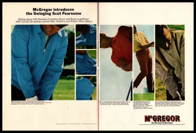 1965 McGregor Swinging Scot Foursome Lycra Golf Jacket 2-Page Vintage Print Ad