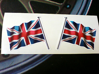 UNION JACK UK GB Flag & Pole Motorcycle Car Bumper Stickers Decals 2 off 60mm