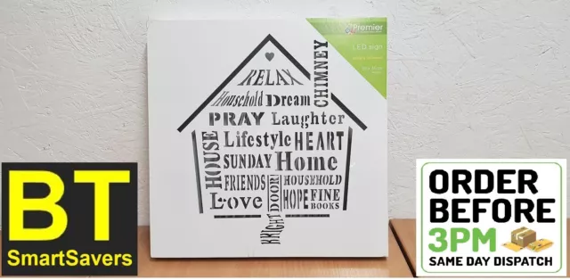 LED Beleuchtung GESCHENK Bild Zitat ""Lachen Liebe Herz Traum Zuhause"" Haus 35 cm x 35 cm