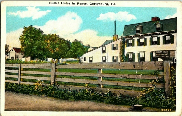Postcard Bullet Holes Monument National Cemetery Gettysburg Pennsylvania A42