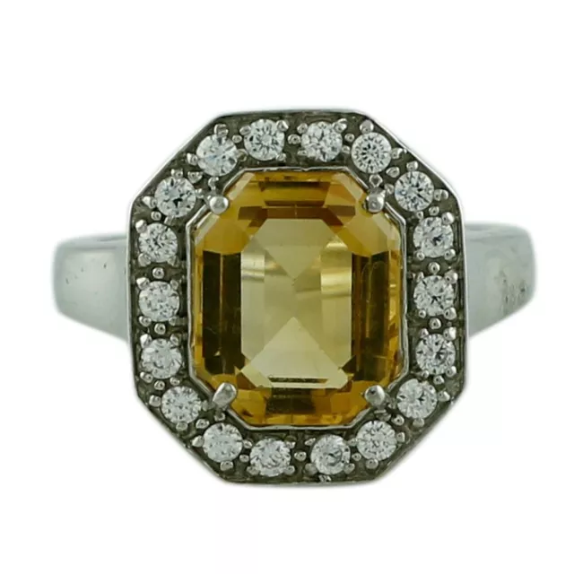 GIFT FOR WOMEN Jewelry Cocktail Ring Size 7 18k White Gold Citrine ...