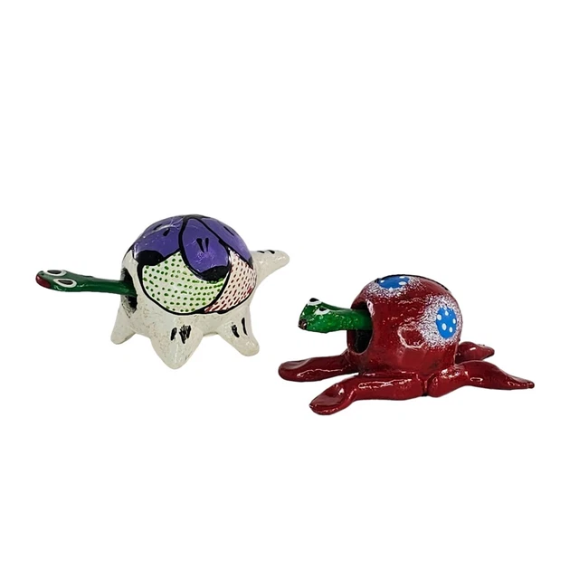 MEXICAN FOLK ART Paper Mache Bobble Head Turtle Animal Head Nodders £9.