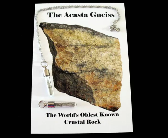 Acasta Gneiss Worlds Oldest Rock Jewellery necklace pendant w silver plate chain 3