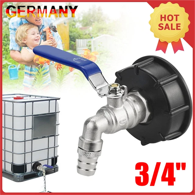 IBC ADAPTER MIT Kugelhahn 3/4" Regenwasser 1000L Container Wassertank
