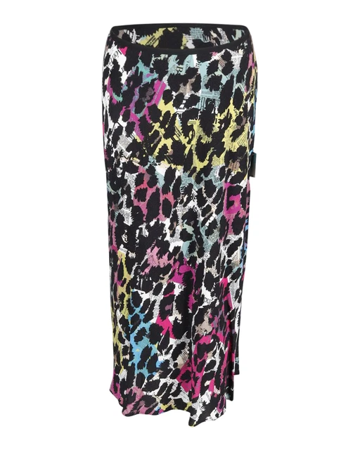 Diane Von Furstenberg Leopard Print Midi Skirt in Multicolor Viscose L Multi