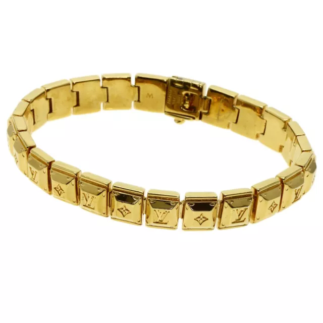 LOUIS VUITTON M64861 Nanogram Strass Bracelet Gold Metallic 6.69inch Used