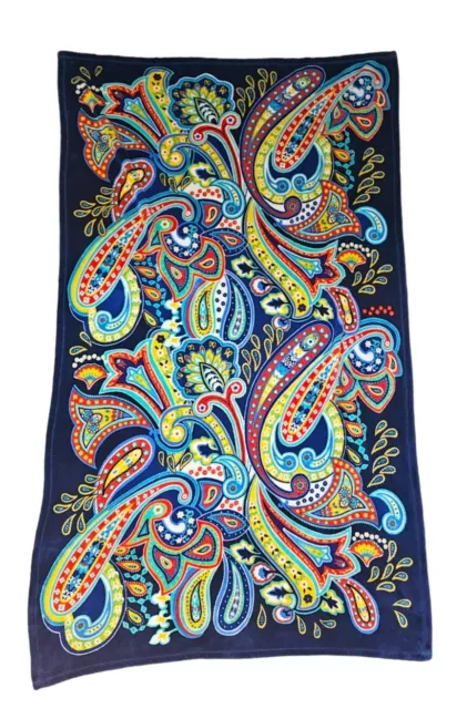 Vera Bradley Heather Paisley Fleece Blue Throw Blanket Retired Pattern 85X50”