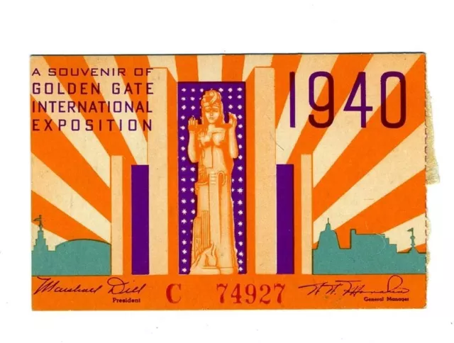 A Golden Gate International Exposition Ticket 1940 Treasure Island California