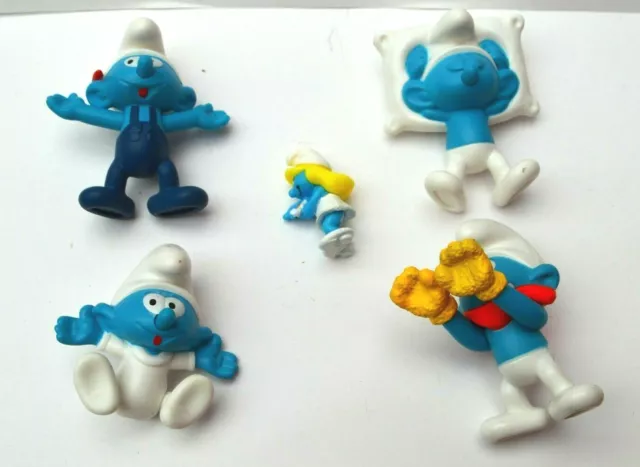 Lot 5 Figurines Les Schtroumpfs Collection Mac Do Jouet Kinder Smurf