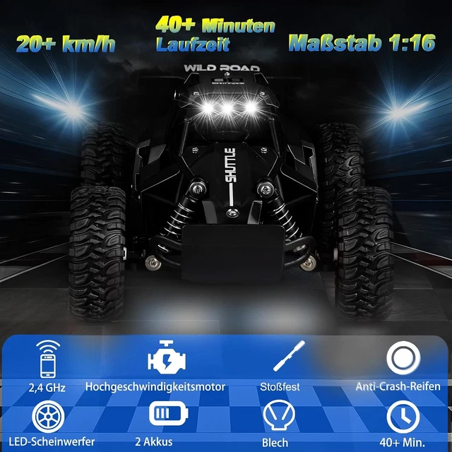 2.4G HIGH SPEED Off-Road RC Car 1:16 Scale 2WD Drift LED Light Remote ...
