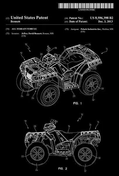 2013 - Polaris ATV - All Terrain Vehicle - J. D. Bennett - Patent Art Magnet