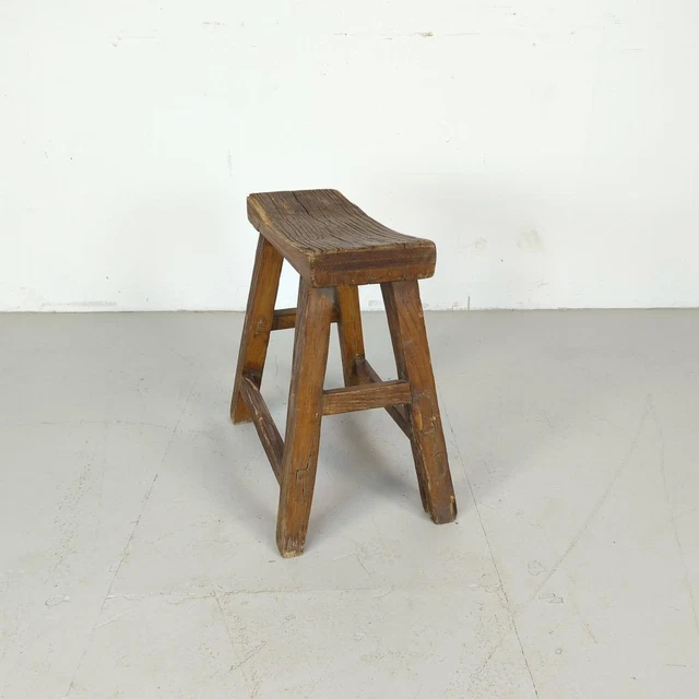 Tabouret carre bois vintage d'occasion - Ameublement