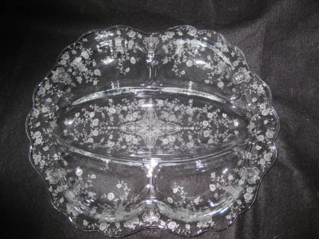 ROSEPOINT 5 PART 9 1/2" x 12 1/2 CELERY RELISH #3400/67 Cambridge Glass Vintage