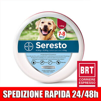 Bayer SERESTO Collare per Cani taglia Superiore a 8kg Medio/grande Pulci Zecche