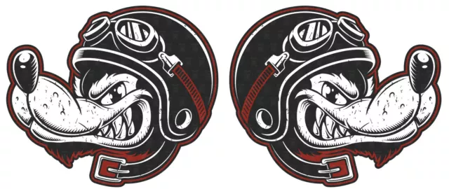 2x WOLF Aufkleber Racing Sticker Motorrad Tank Club 1% V2 Custom Biker TOP MG317
