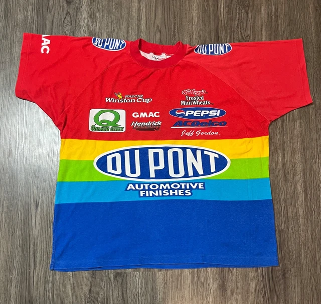 Vintage Jeff Gordon Shirt Mens 2XL XXL Red Rainbow #24 Dupont All Over Print 90s